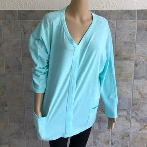 Chico’s Italian Aqua 2 pocket Top